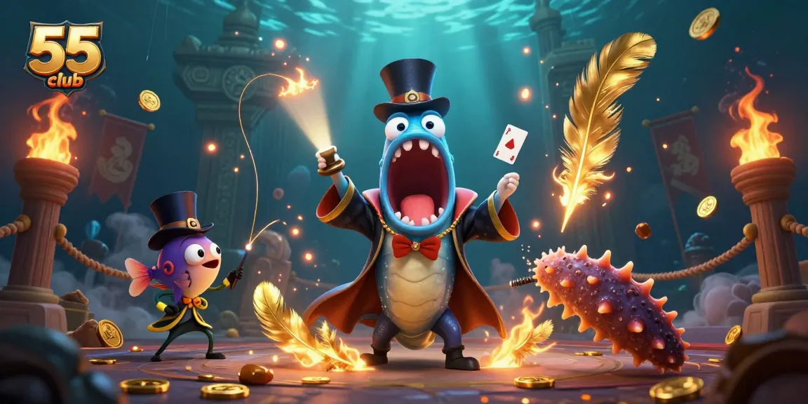 Experience thrilling card tricks in 55 club's magical underwater casino adventures.