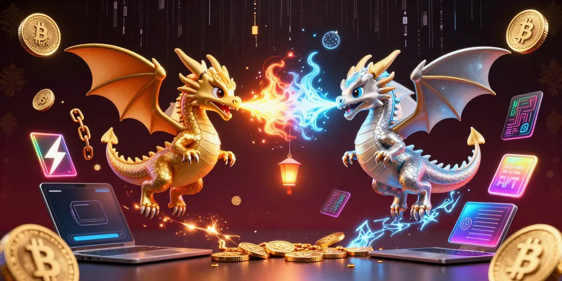 Engage with 8x bet's thrilling visuals featuring dynamic dragons, cryptocurrencies, and vibrant gaming elements.