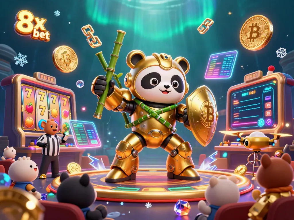 Experience thrilling 8x bet gameplay with a 3D golden panda in an exciting gaming arena.