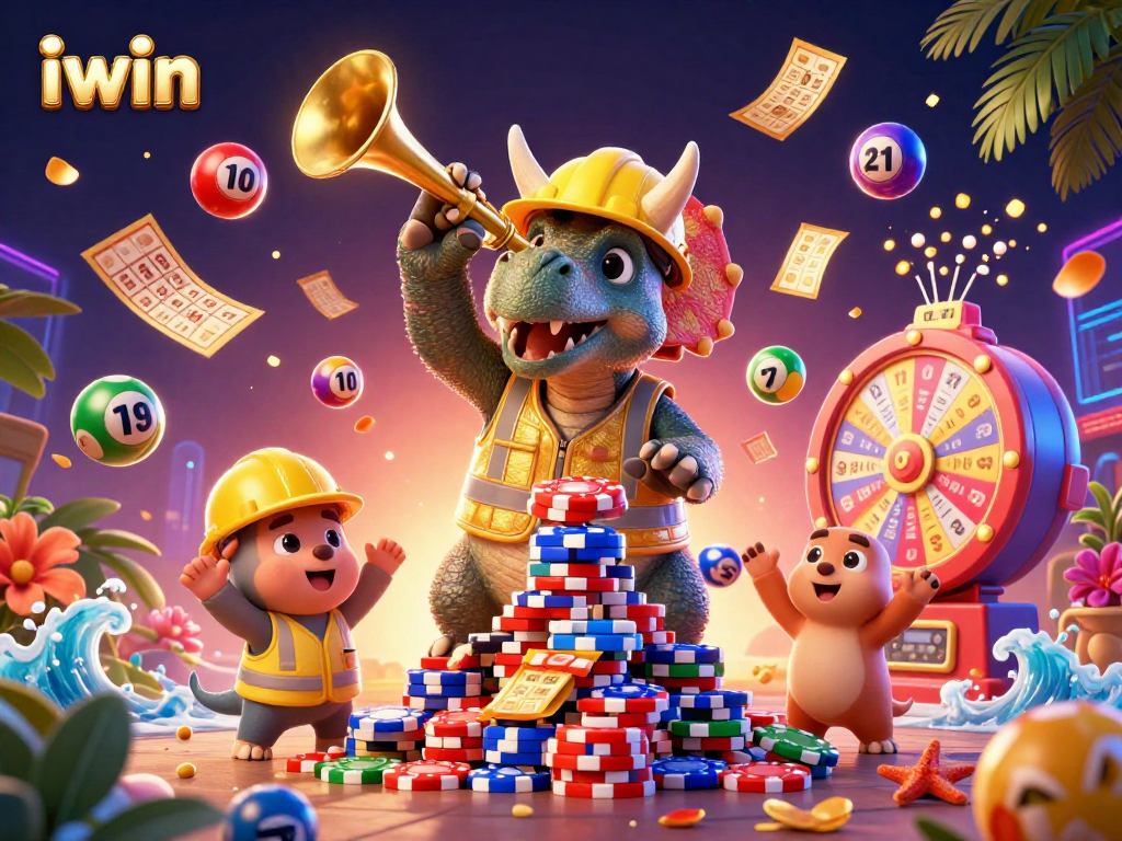 iwin gaming excitement captured in a vibrant 3D celebration of casino fun with dynamic elements