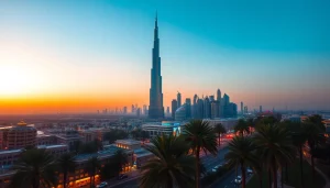 Discover the breathtaking skyline of Dubai at sunset, a must-see for anyone looking to travel to Dubai.