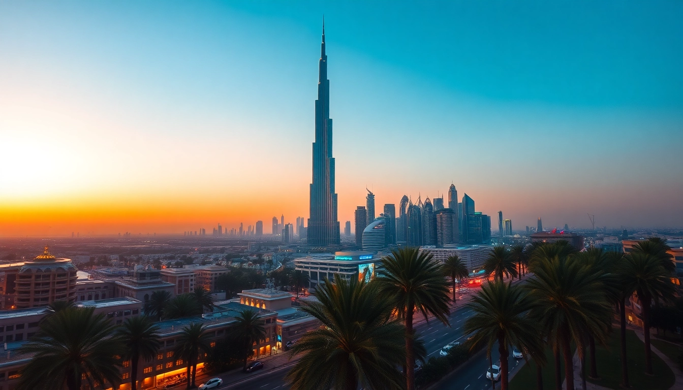 Discover the breathtaking skyline of Dubai at sunset, a must-see for anyone looking to travel to Dubai.