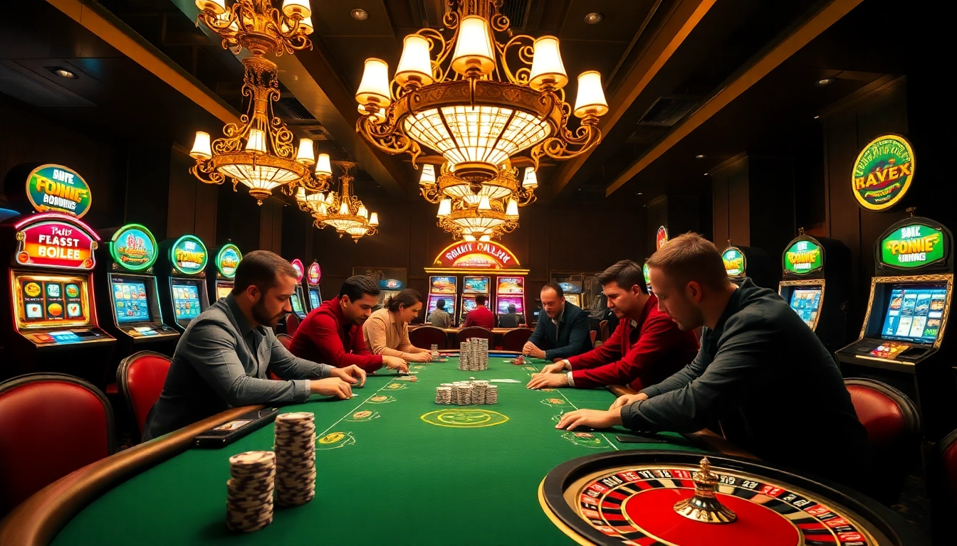 Poker players strategizing at a vibrant casino table, embodying the excitement of https://bancaonline88.com/ gaming.