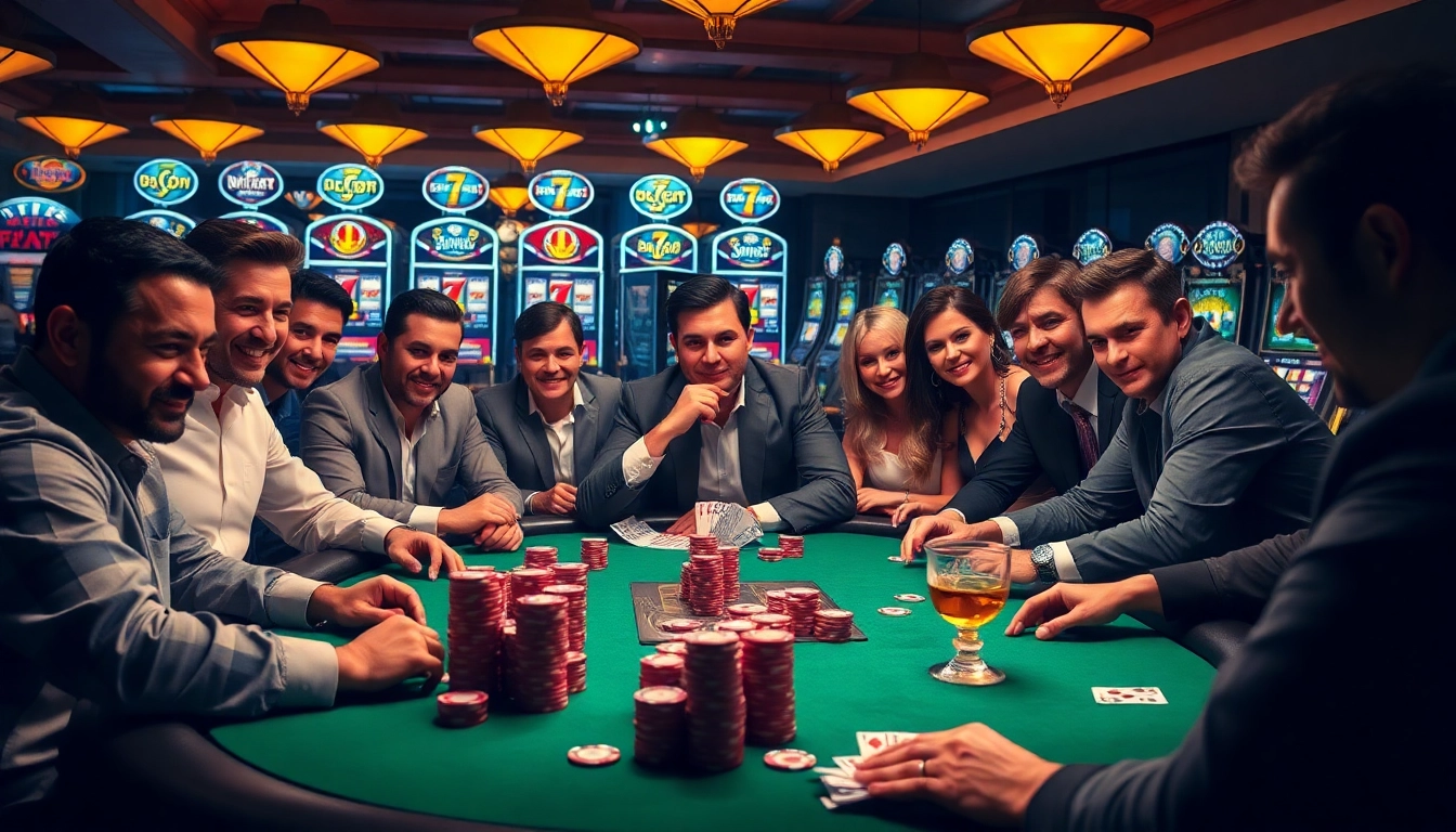 Dabet players engaging at a vibrant poker table with high stakes.
