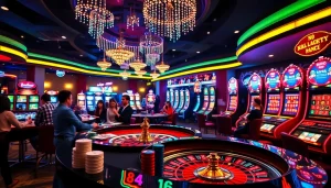 Exciting casino scene showing players gambling and enjoying games at nhacaiuytin.