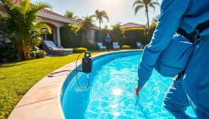 Technicians performing Swimming Pool Leak Detection using advanced equipment.