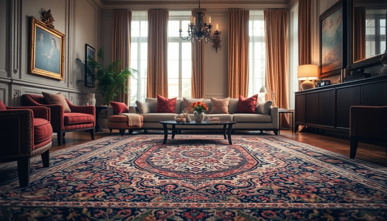 Showcase Tappeto persiano Milano with intricate patterns in a beautifully decorated space.