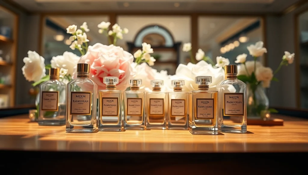 Showcasing a selection of Maison Francis Kurkdjian dupes with elegant designs and floral accents.