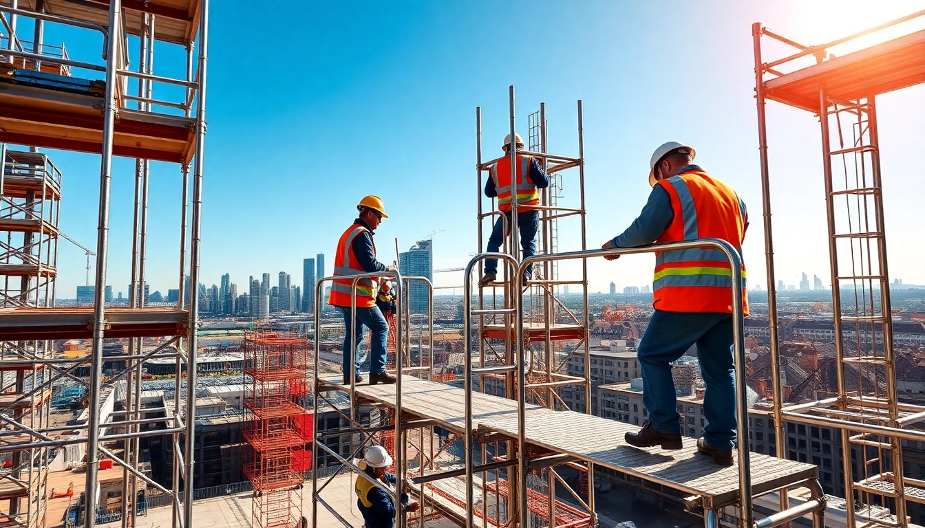 Scaffolders Bolton expertly assembling safety structures at a busy construction site.