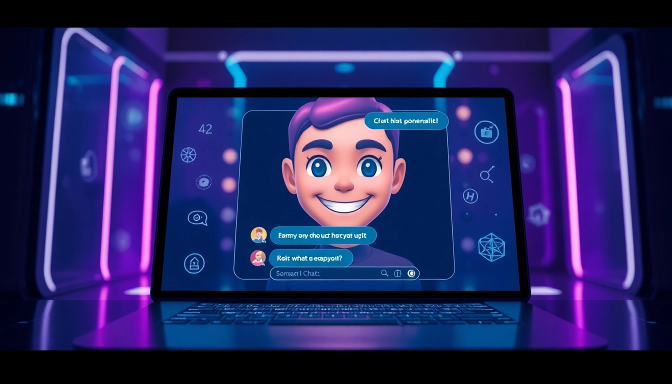 Engaging free ai porn chat with interactive AI character in futuristic environment.