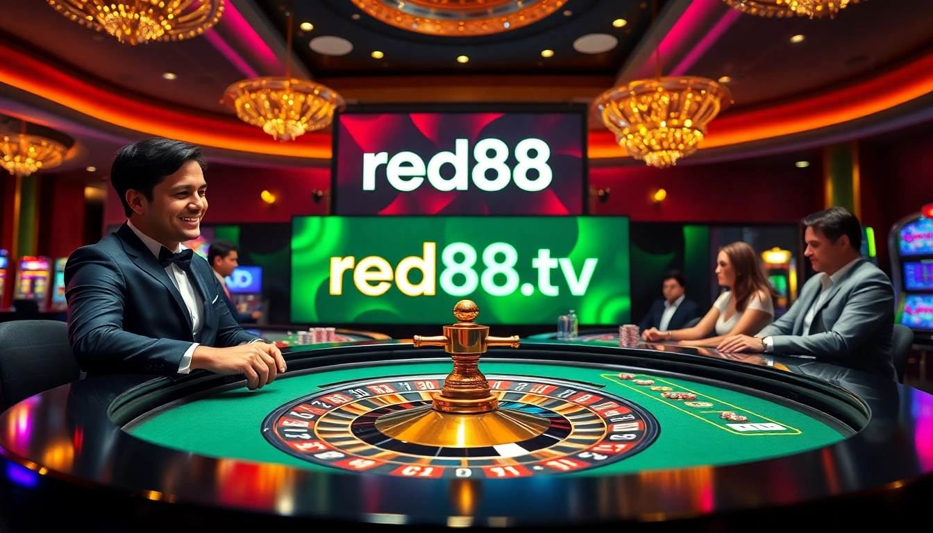 Experience the excitement of red88 tv at a vibrant casino table with professional dealers and colorful chips.