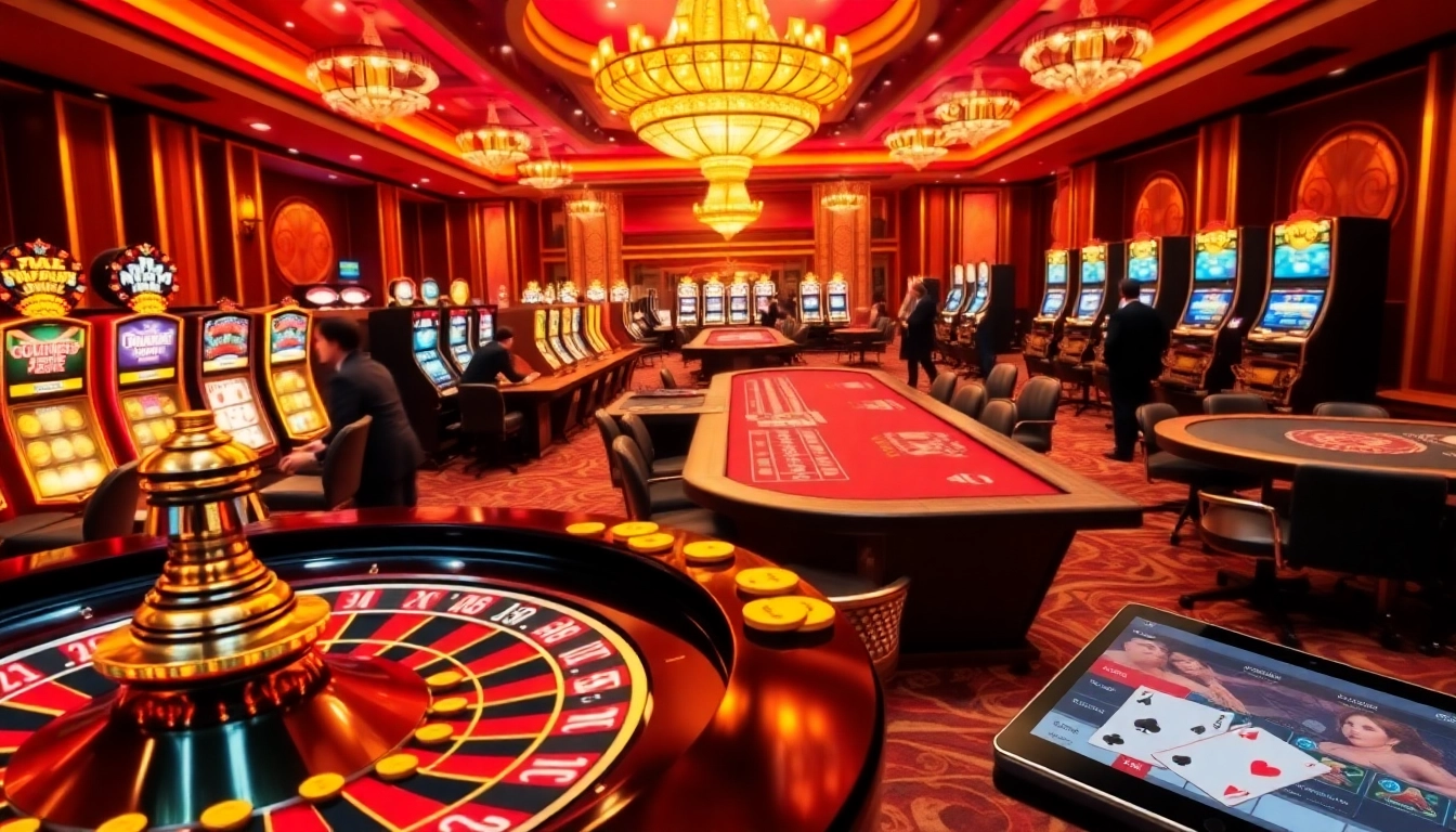 Experience THABET’s luxurious casino ambiance with lively roulette, engaging dealers, and vibrant slot machines.