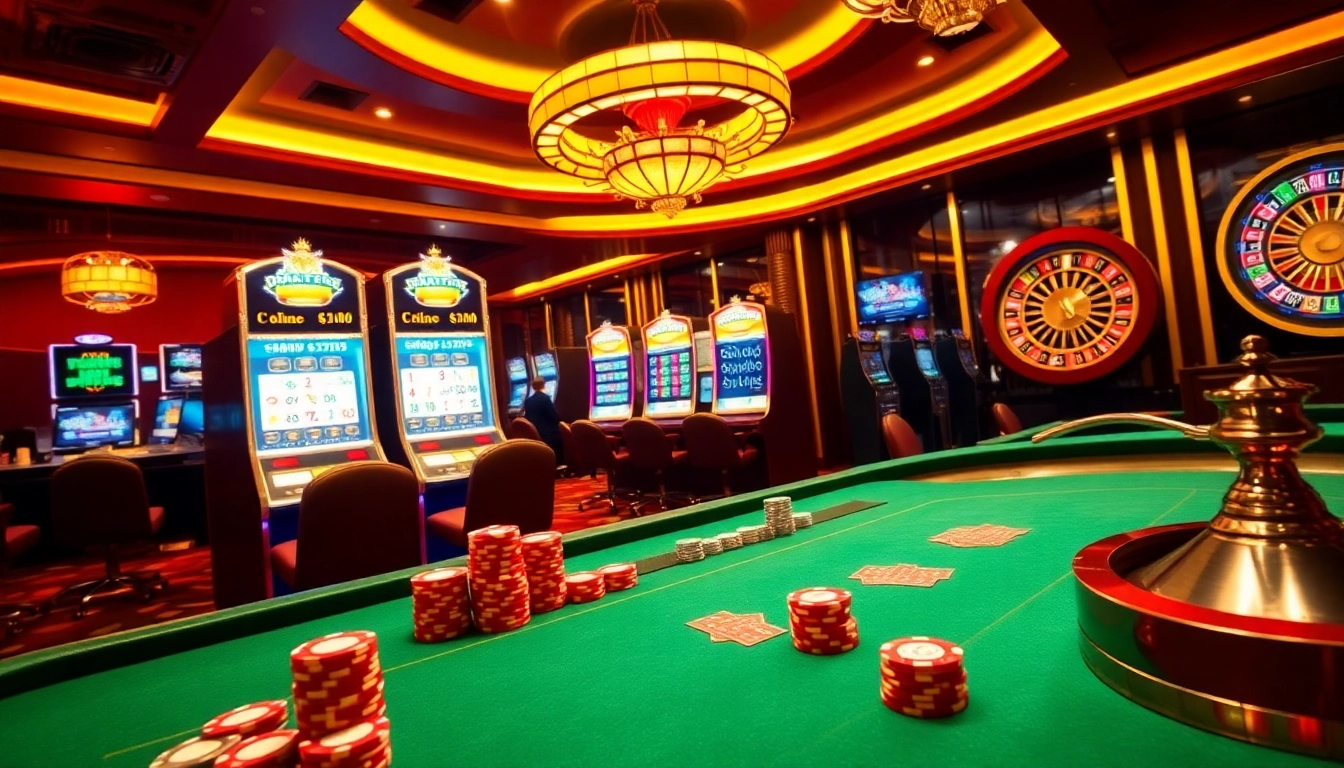 Jun88 offers a thrilling casino experience with vibrant slot machines and poker tables.