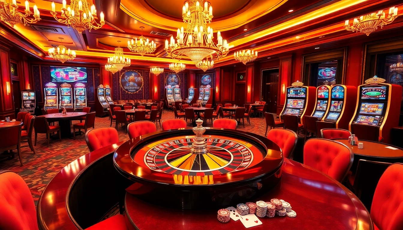 Experience the thrill of king88 with vibrant casino tables, colorful slot machines, and excited gamblers.