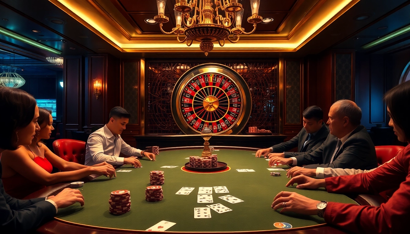 Engage with the thrilling Nohu poker game at a luxury casino table showcasing glamorous chips and cards.
