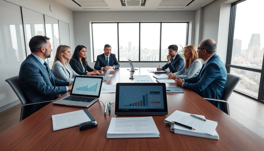 Consulenti legali che discutono strategie di esdebitazione in un ambiente d'ufficio professionale.