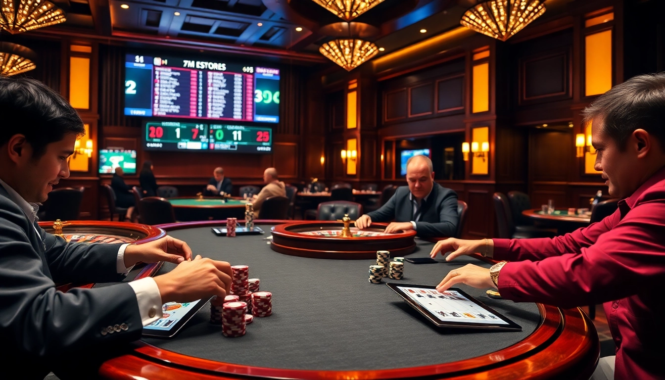 7m betting and poker excitement at a luxurious casino table with vibrant chips.