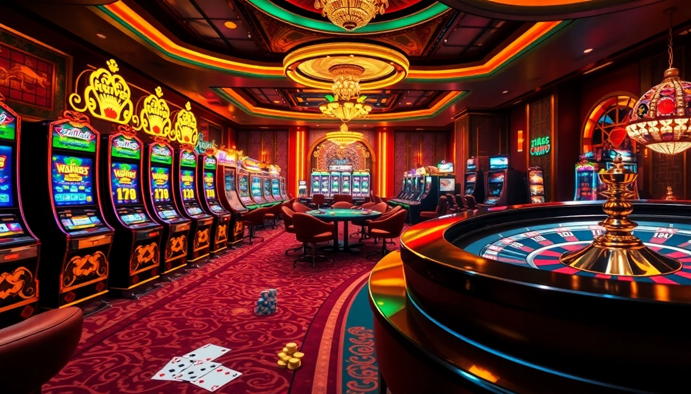 Experience the excitement of nhà cái ta88 with a vibrant and luxurious casino scene featuring poker tables and roulette.