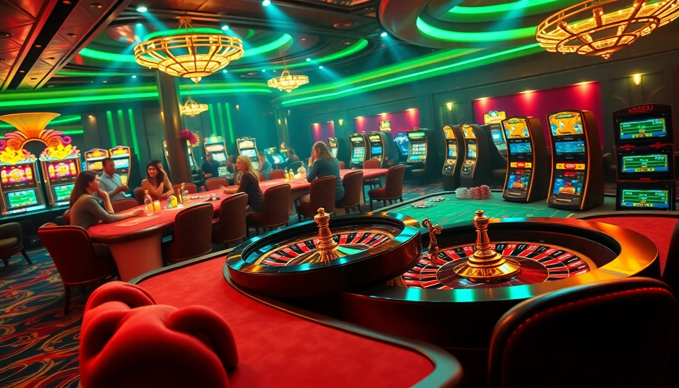 Experience the excitement of SV388 with vibrant casino visuals showcasing gaming tables and thrilling betting action.