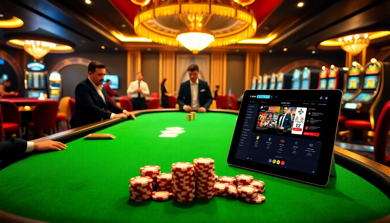 Players enjoy high-stakes poker at GG 88 casino with luxurious tables and vibrant atmosphere.