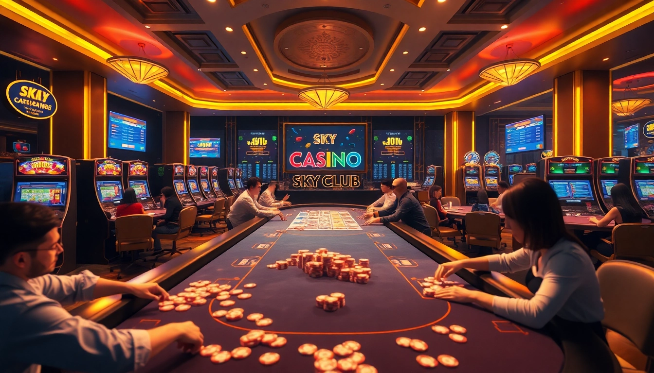 Experience thrilling gameplay at the Sky Club casino with lively tables and exciting games.