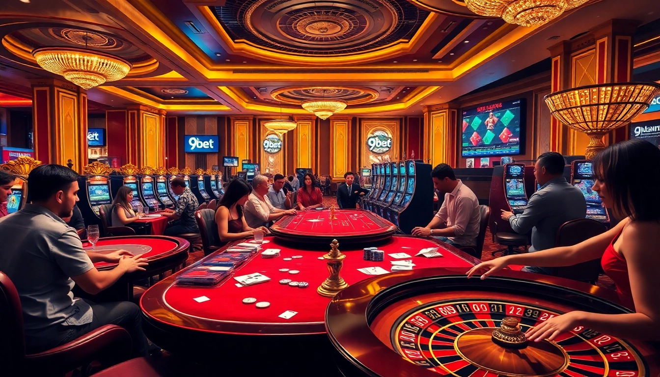 Experience thrilling action at 9bet with colorful casino tables and engaging players.