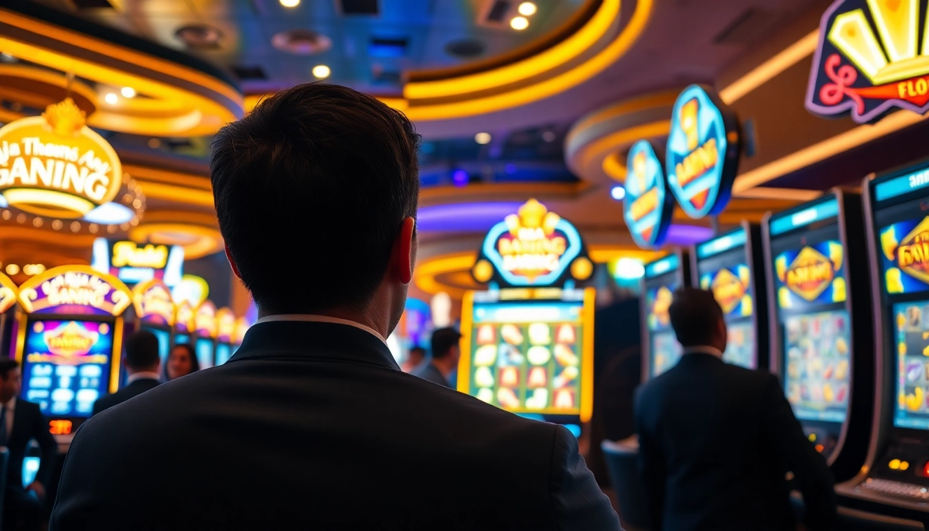 Engaging gameplay at a raja barong slot machine in a vibrant casino atmosphere.