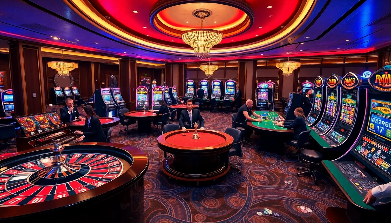 Engage in winning strategies at PH222 casino with vibrant gaming tables and slot machines.