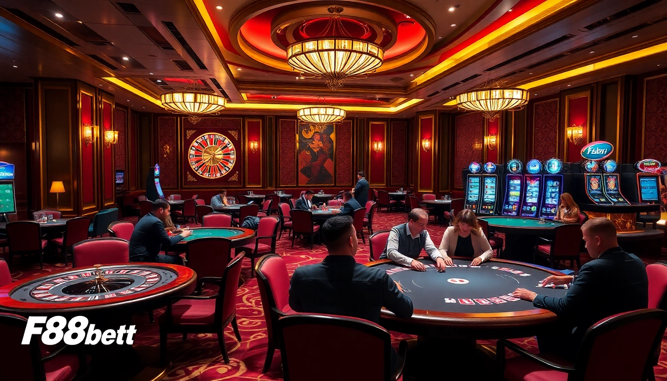 Players enjoying their time at an elegant F8bet casino table with excitement.