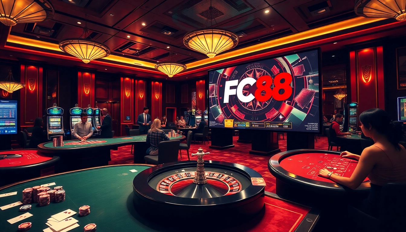 Experience the thrill of gaming at FC88 with vibrant casino tables and exciting games.