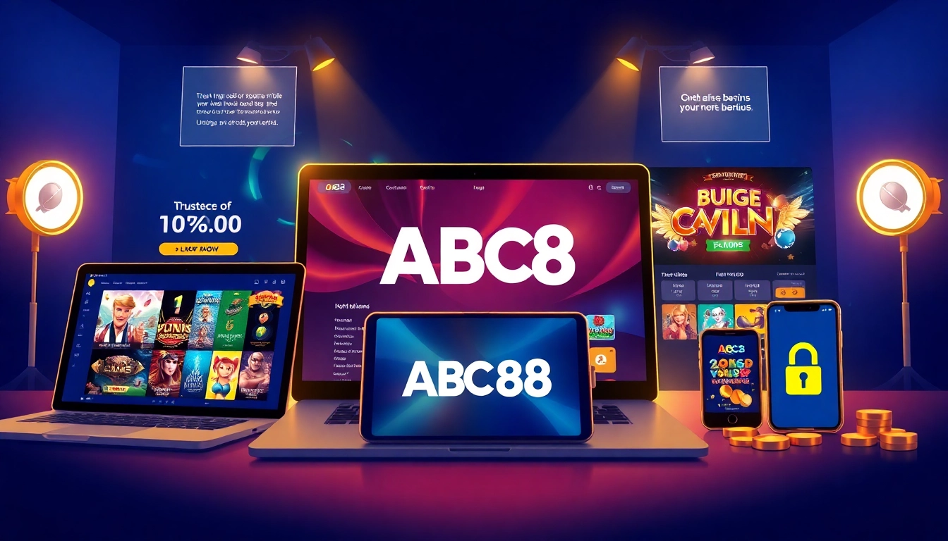 Engaging ABC8 online betting platform with secure gaming interface and promotional offers.