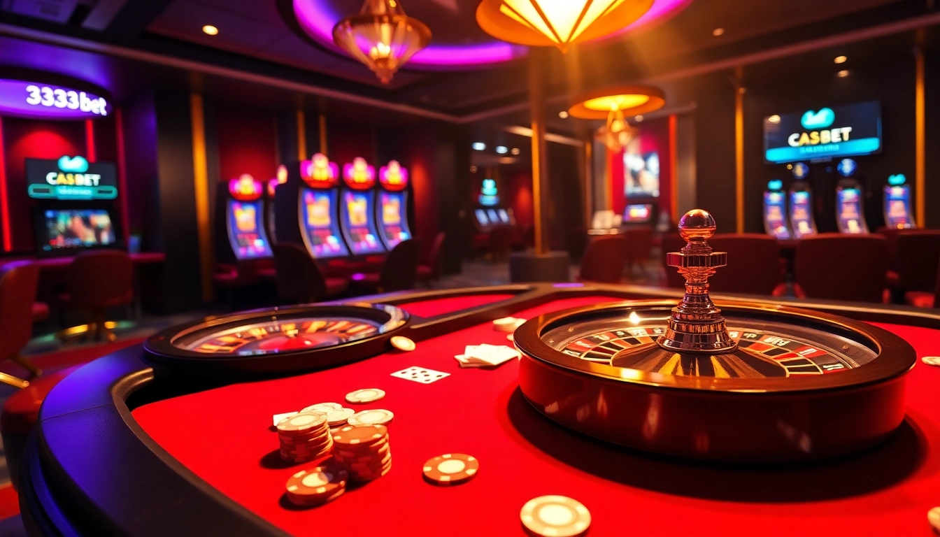 Experience the thrill of gambling with 333bet Login at a vibrant casino table featuring cards and chips.