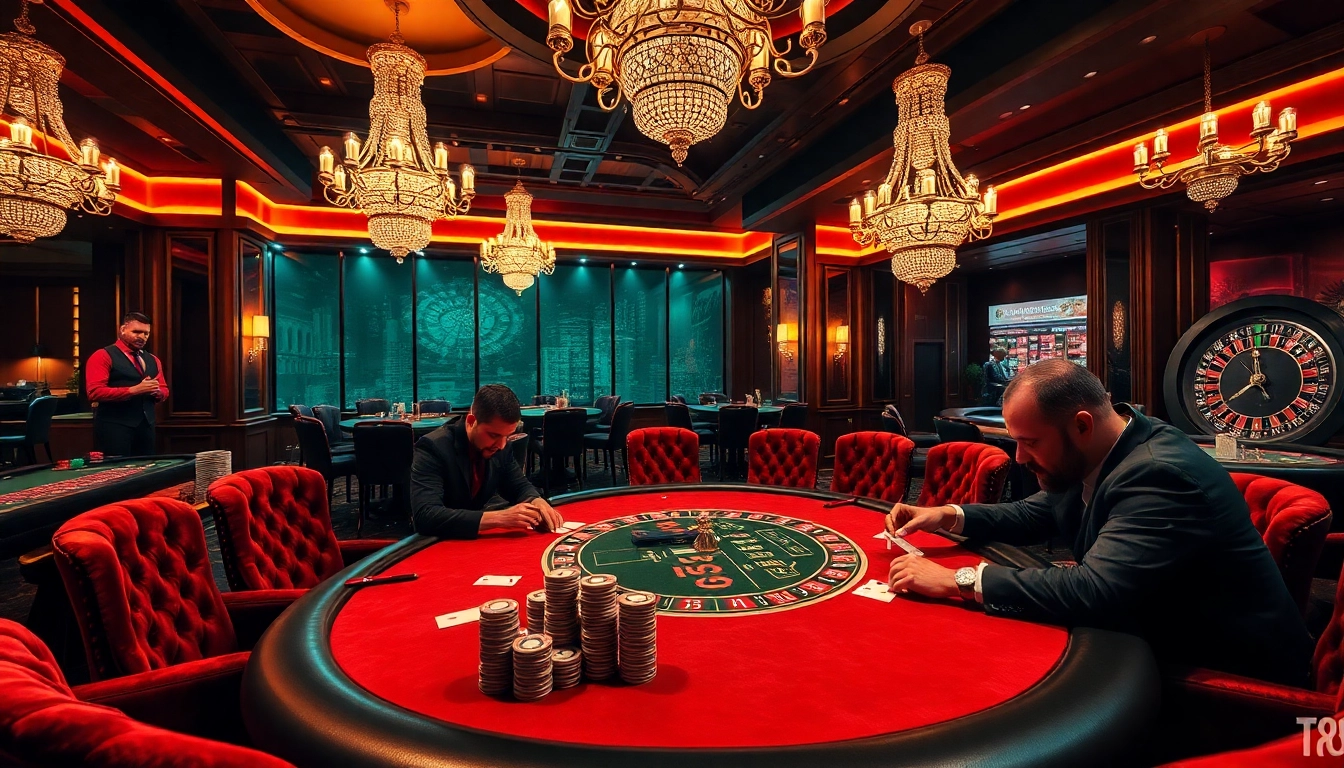 Experience the thrill of high-stakes poker at TT88 casino with luxurious decor and vibrant action.