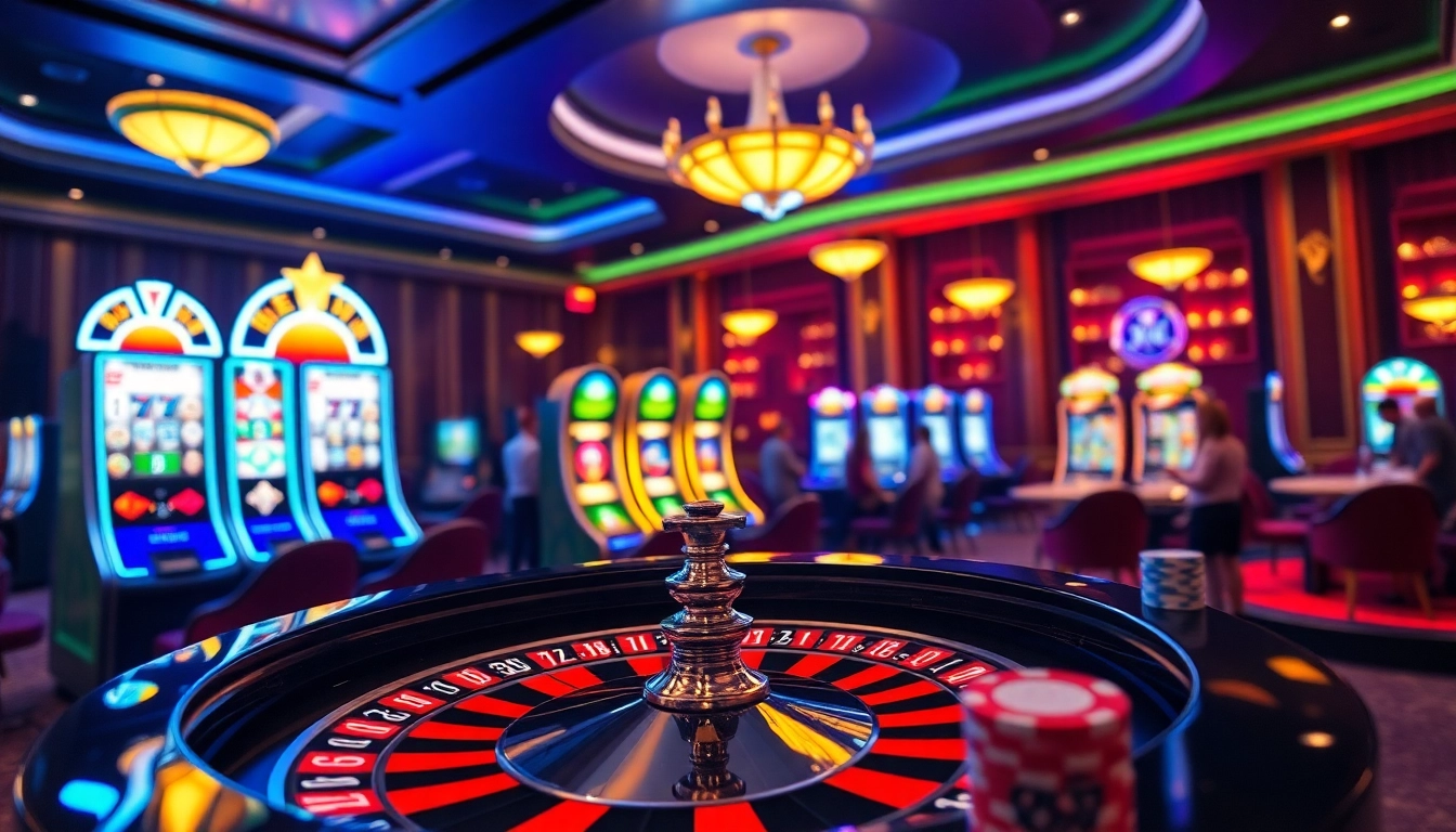 Experience thrilling gameplay at OK365 link with vibrant casino scenes featuring roulette, poker, and online gaming.