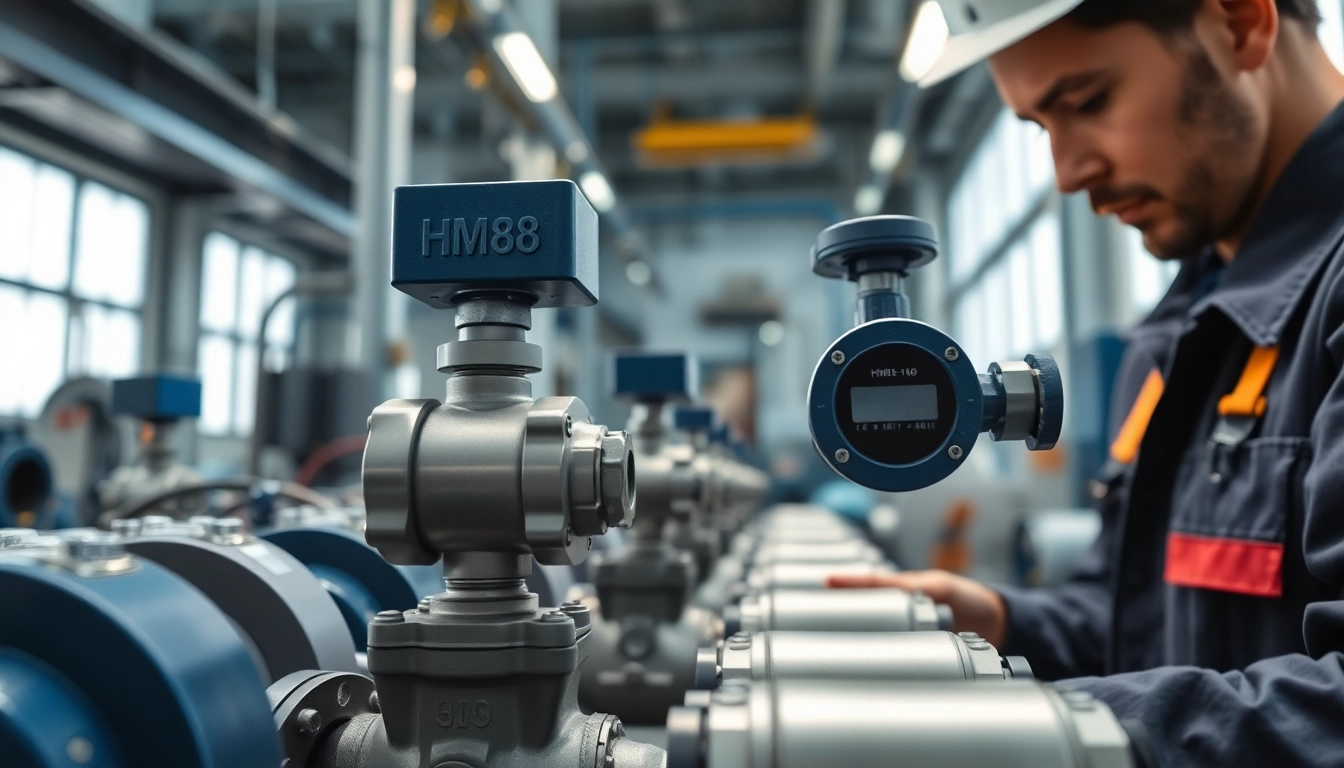 HM88 series valve in a modern industrial workspace with a technician assembling equipment.