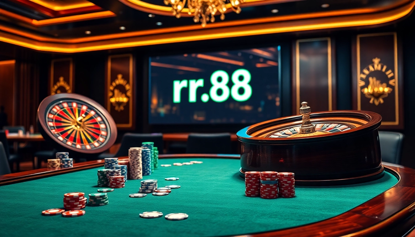 Experience the excitement of gaming at rr88.pizza with vibrant casino tables and thrilling scenes.