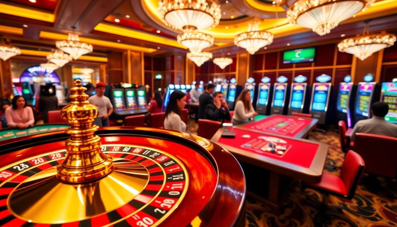 Players enjoying a thrilling casino experience at https://mm88.how/ with colorful chips and roulette.