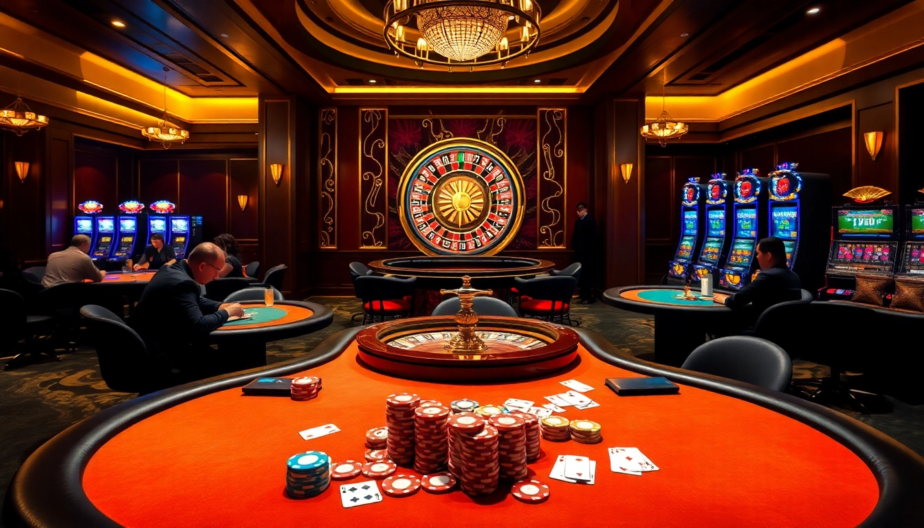 Engaging players in game bài đổi thưởng strategy around lavish casino tables.