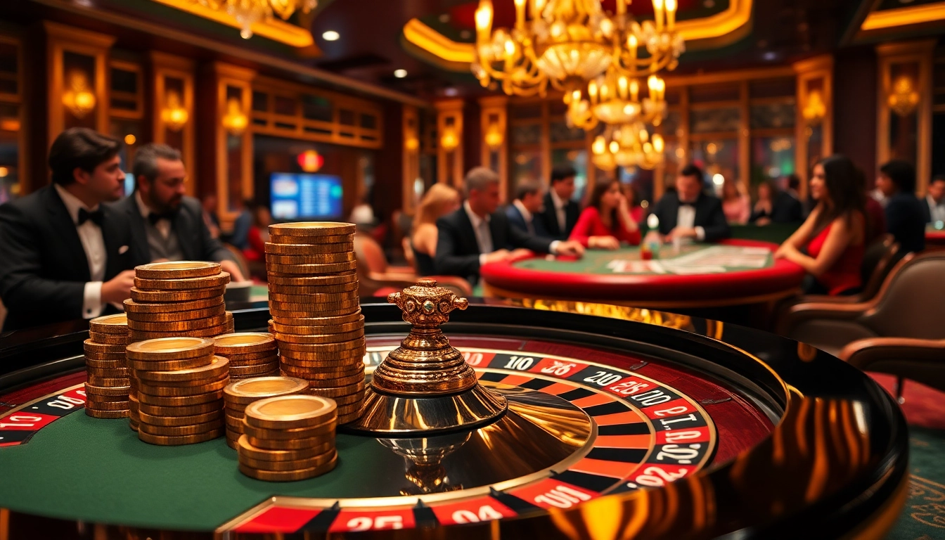 Players strategizing at a casino table scene featured on https://hm88.studio/, showcasing gambling excitement with roulette and poker chips.