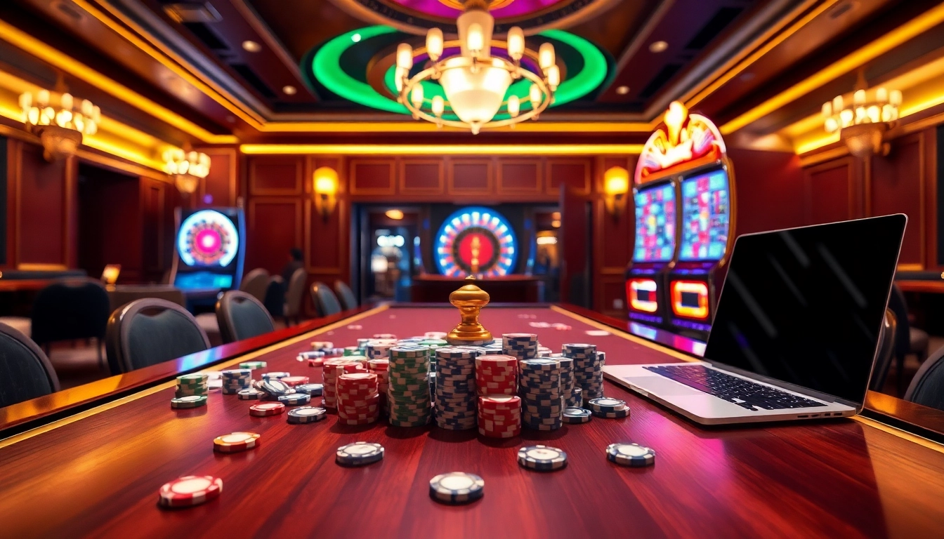 Experience the excitement of GO8's immersive casino gaming with vibrant tables and dynamic slot machines.
