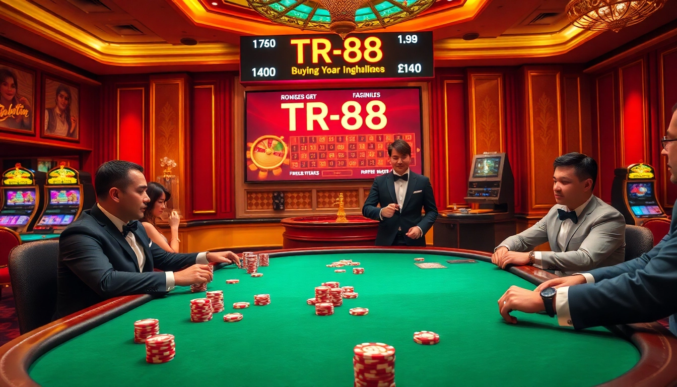 Experience the thrill of TR88 casino gaming with intense poker action and vibrant atmosphere.