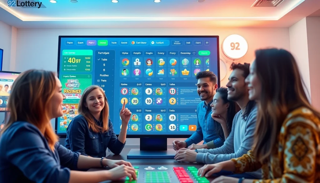Engaging view of 92lottery's online gaming interface with vibrant users.
