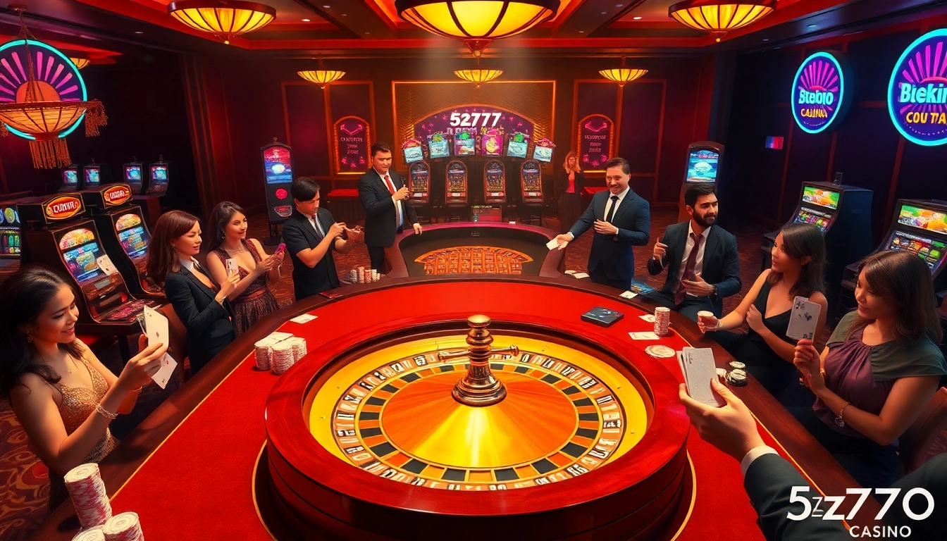 Discover the thrill of gambling at 5z777, featuring vibrant casino tables and eager players.