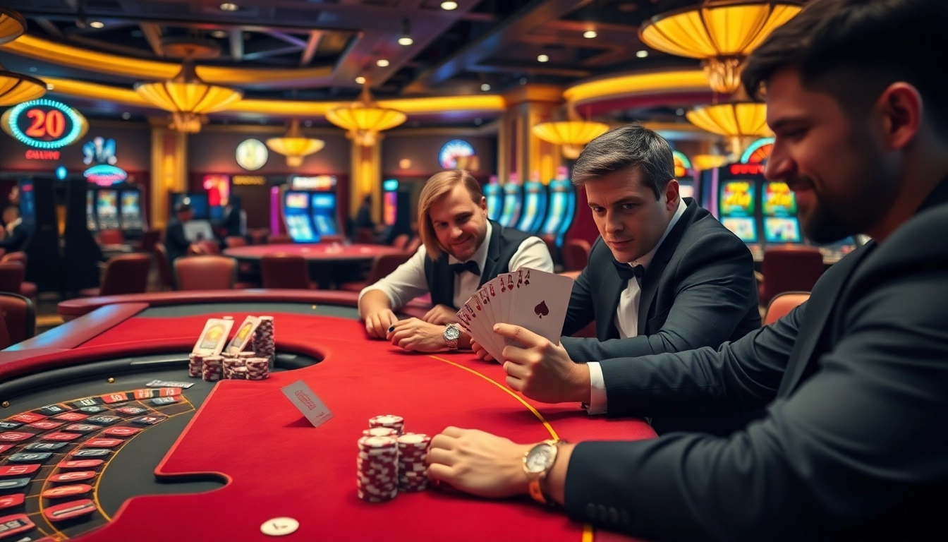 Players engaging in intense blackjack and poker action at 13Win's lively gaming tables.