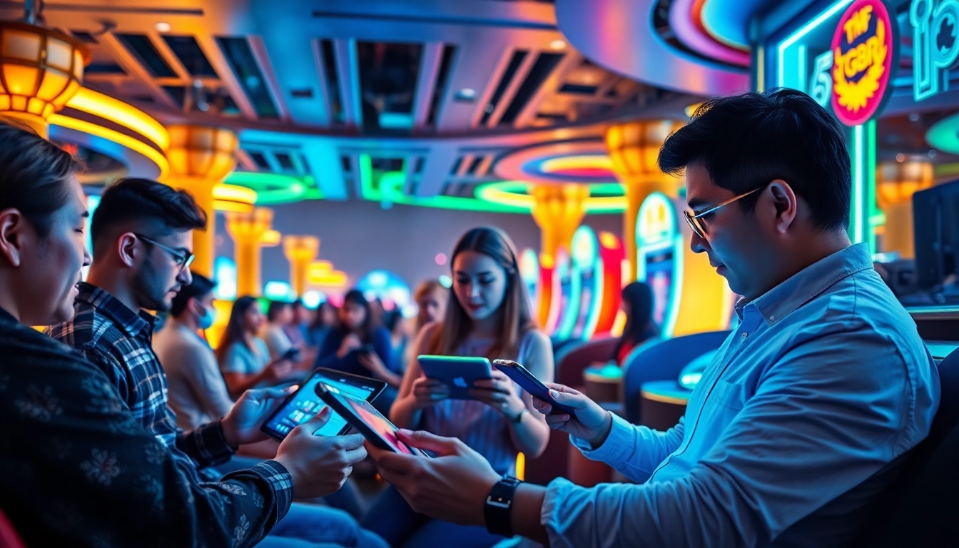 Experience excitement at TG88 online gaming hub with high-tech visuals and diverse players.