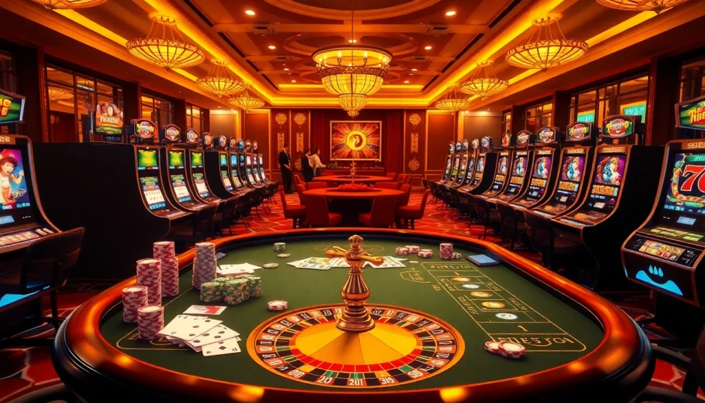 Engaging gameplay at https://go8f.com/ featuring vibrant casino tables and luxury slot machines.