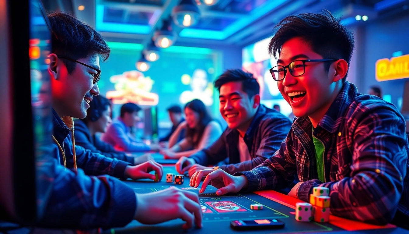 Players enjoying a thrilling game of tài xỉu md5 in a vibrant online gaming atmosphere.