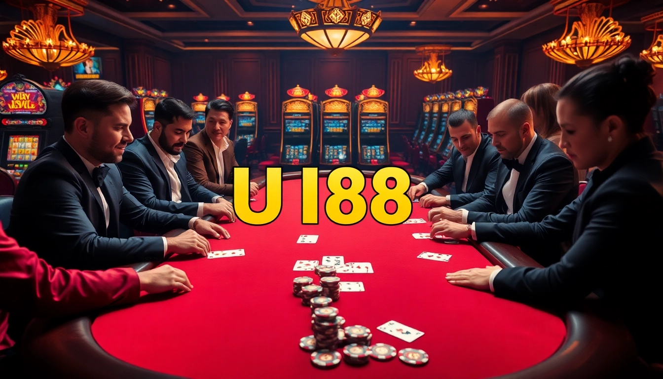 UU88 players enjoy a thrilling poker game with high-stakes chips and elegant cards.