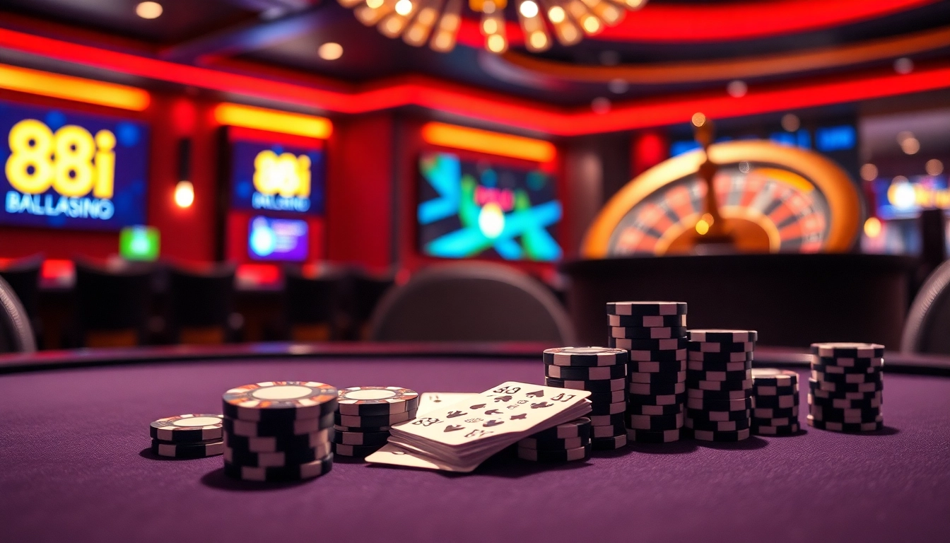 Gambling excitement at a casino poker table with 88i branding.