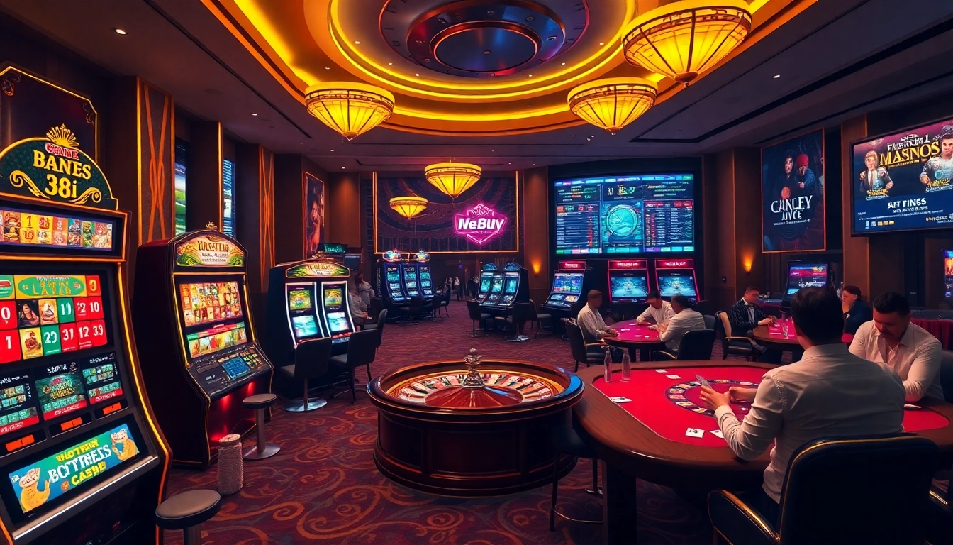 Exciting casino scene featuring 88i with vibrant slot machines and poker tables.